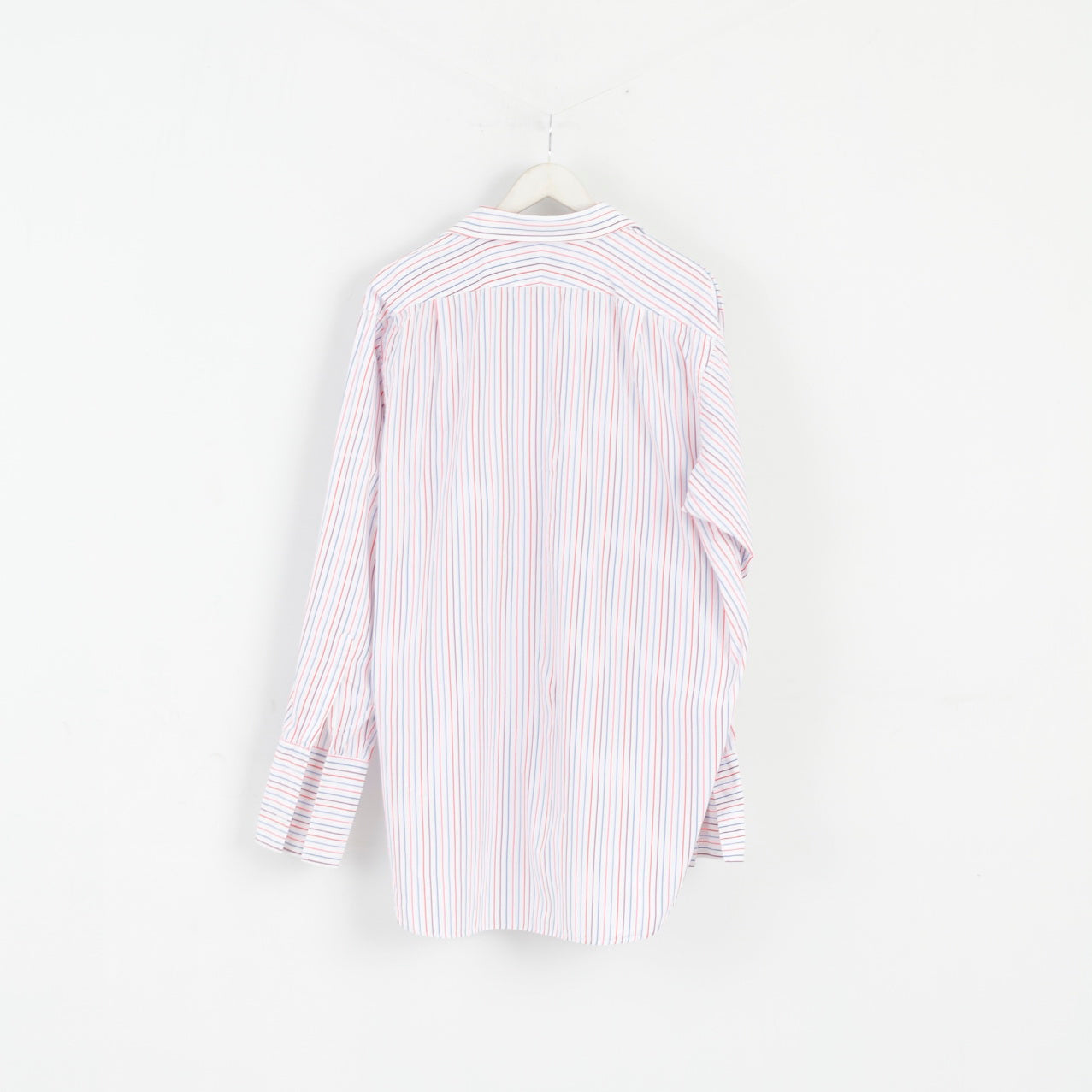 TM Lewin Hommes 17,5 36 XXL Chemise décontractée Blanc Rayé Coton Manchette Haut à Manches Longues