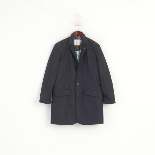 Moods Of Norway Men XXL Coat Navy Removable Lining Classic Vintage Single Breasted Norwegian Trench