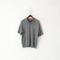 Kangol Men L Polo Shirt Grey Cotton Sport Embroided Logo Short Sleeve Top