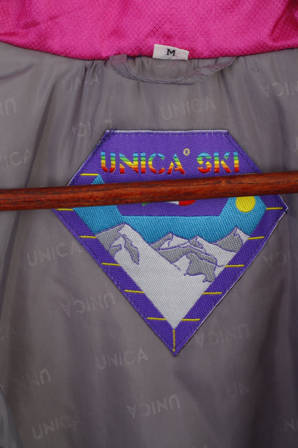 Unica Ski Men M Jacket Pink Navy Shiny Vintage Nylon Waterproof Zip Up Unisex Top