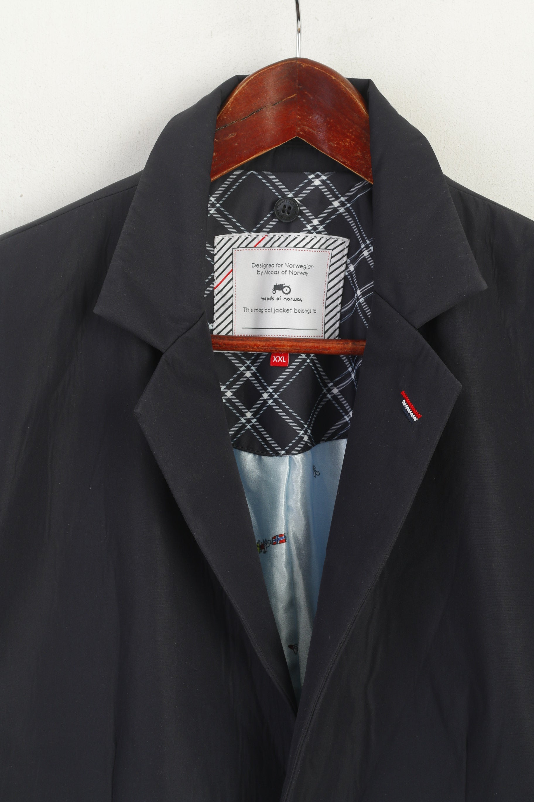 Moods Of Norway Hommes XXL Manteau Marine Doublure Amovible Classique Vintage Simple Boutonnage Norvégien Trench