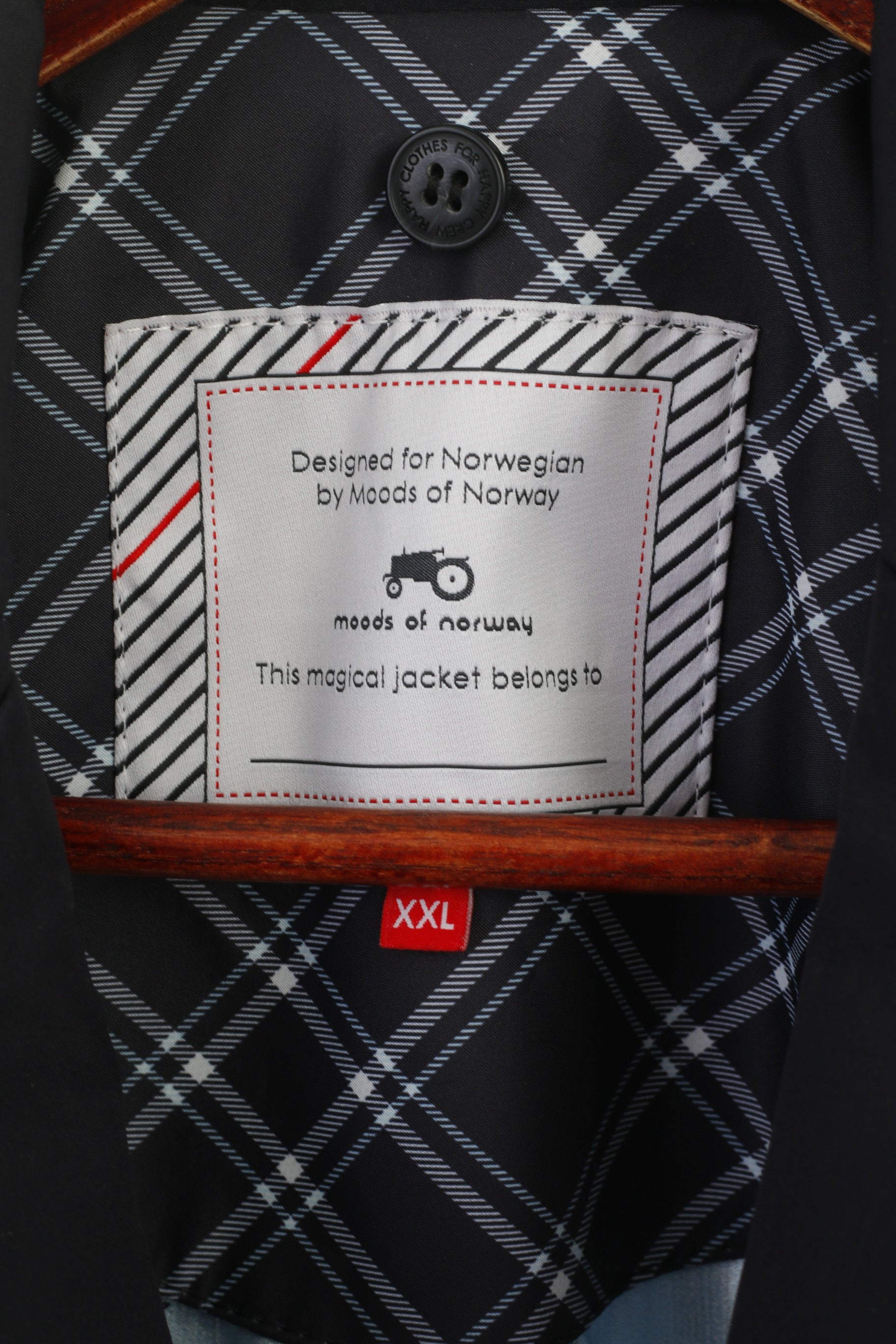 Moods Of Norway Hommes XXL Manteau Marine Doublure Amovible Classique Vintage Simple Boutonnage Norvégien Trench