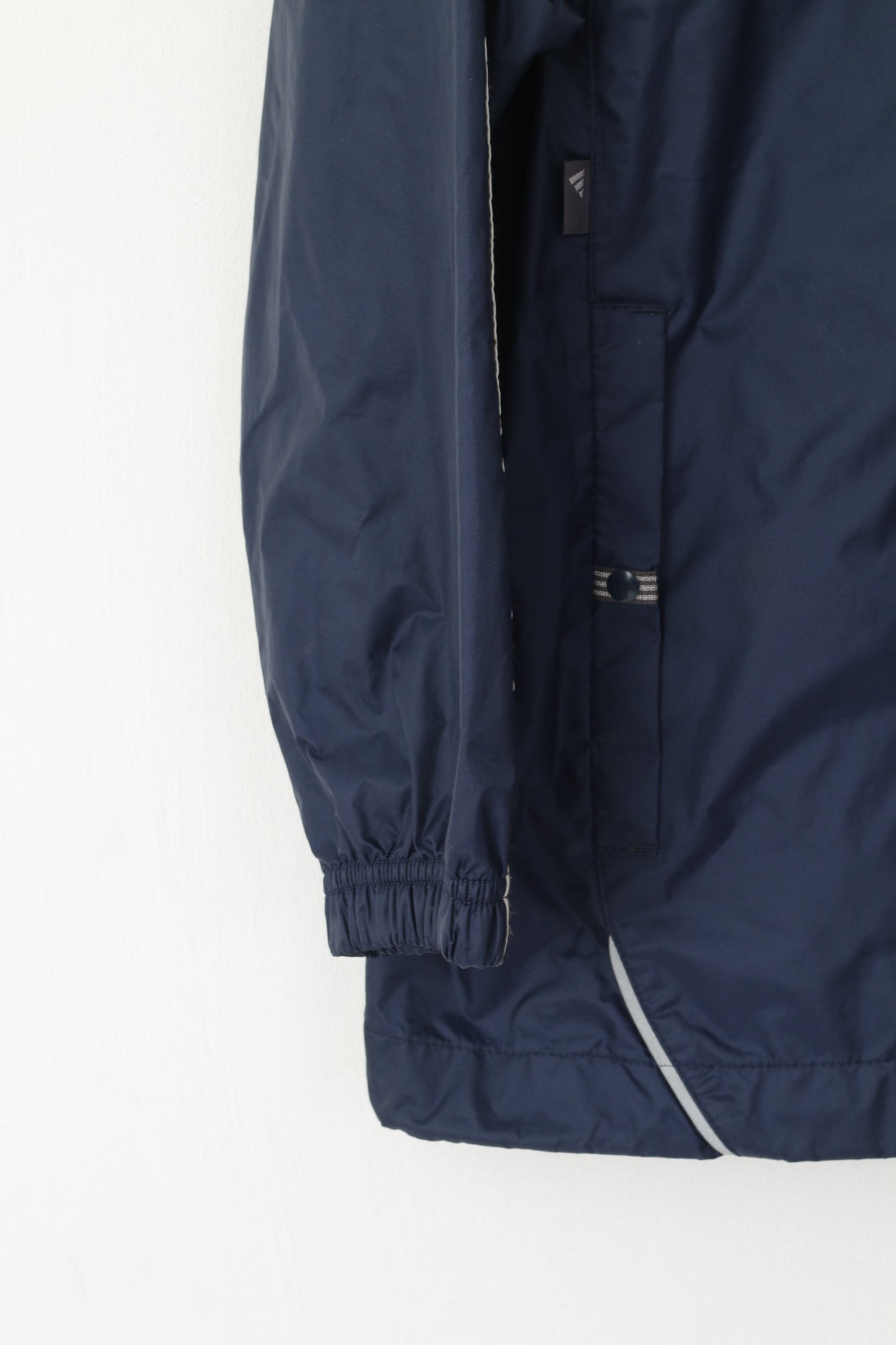 Adidas Boys 152 12 Age Jacket Navy Nylon Waterproof Hidden Hood Lightweight Top
