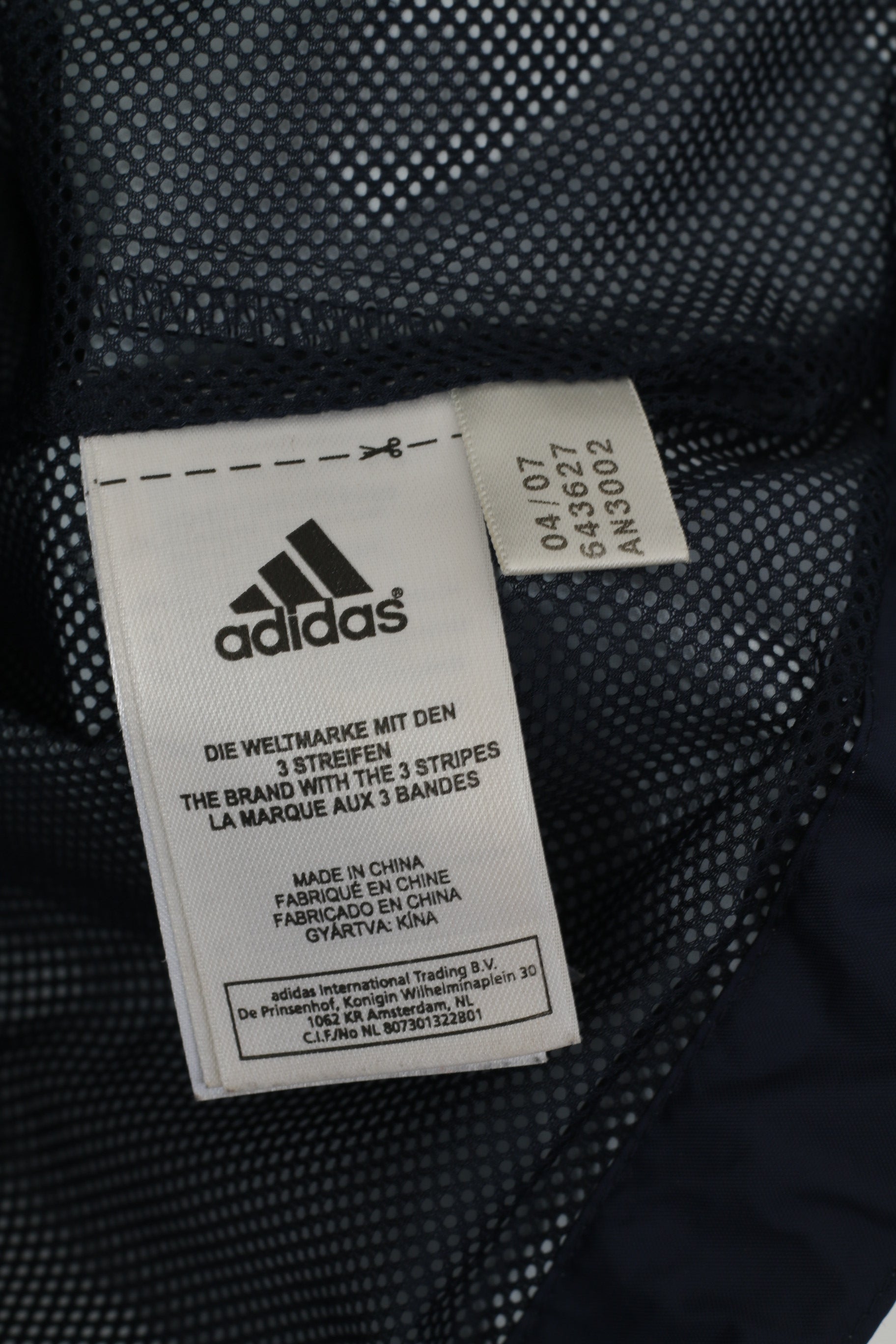 Adidas Boys 152 12 Age Jacket Navy Nylon Waterproof Hidden Hood Lightweight Top