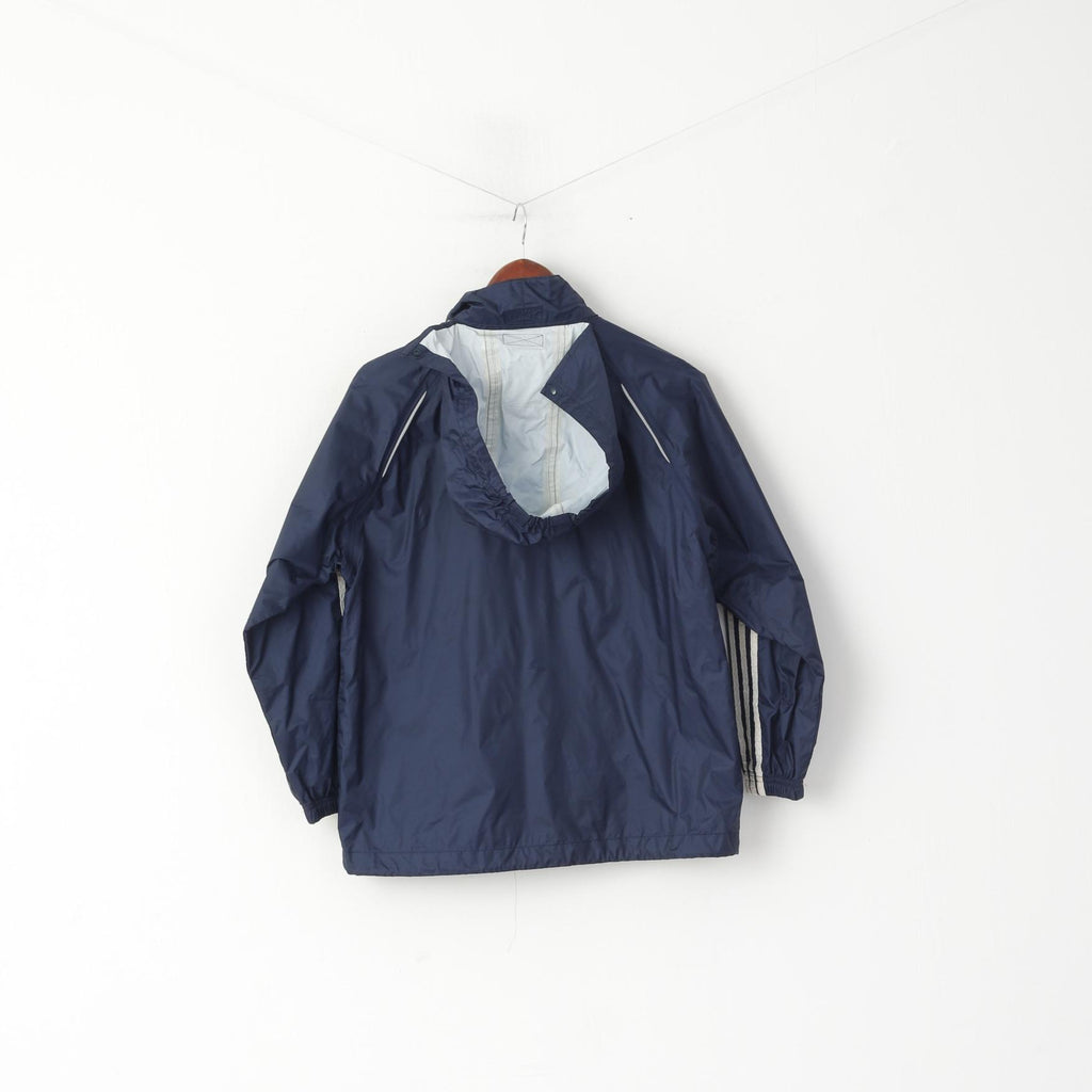 Adidas Boys 152 12 Age Jacket Navy Nylon Waterproof Hidden Hood Lightweight Top