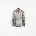 Ucla Los Angeles Colegiate Men M Casual Shirt Gray Cotton Slim Check Long Sleeve Top