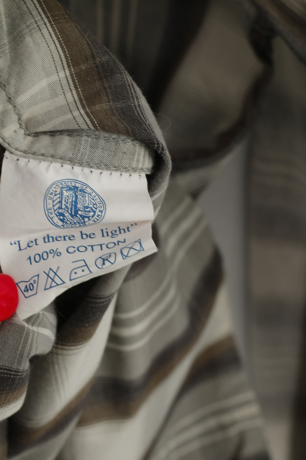 Ucla Los Angeles Colegiate Men M Casual Shirt Gray Cotton Slim Check Long Sleeve Top