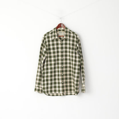 Timberland Chemise décontractée XL pour homme en coton à carreaux vert Western à manches longues