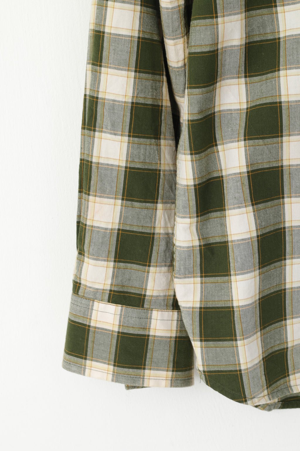 Timberland Men XL Casual Shirt Green Check Cotton Western Long Sleeve Top