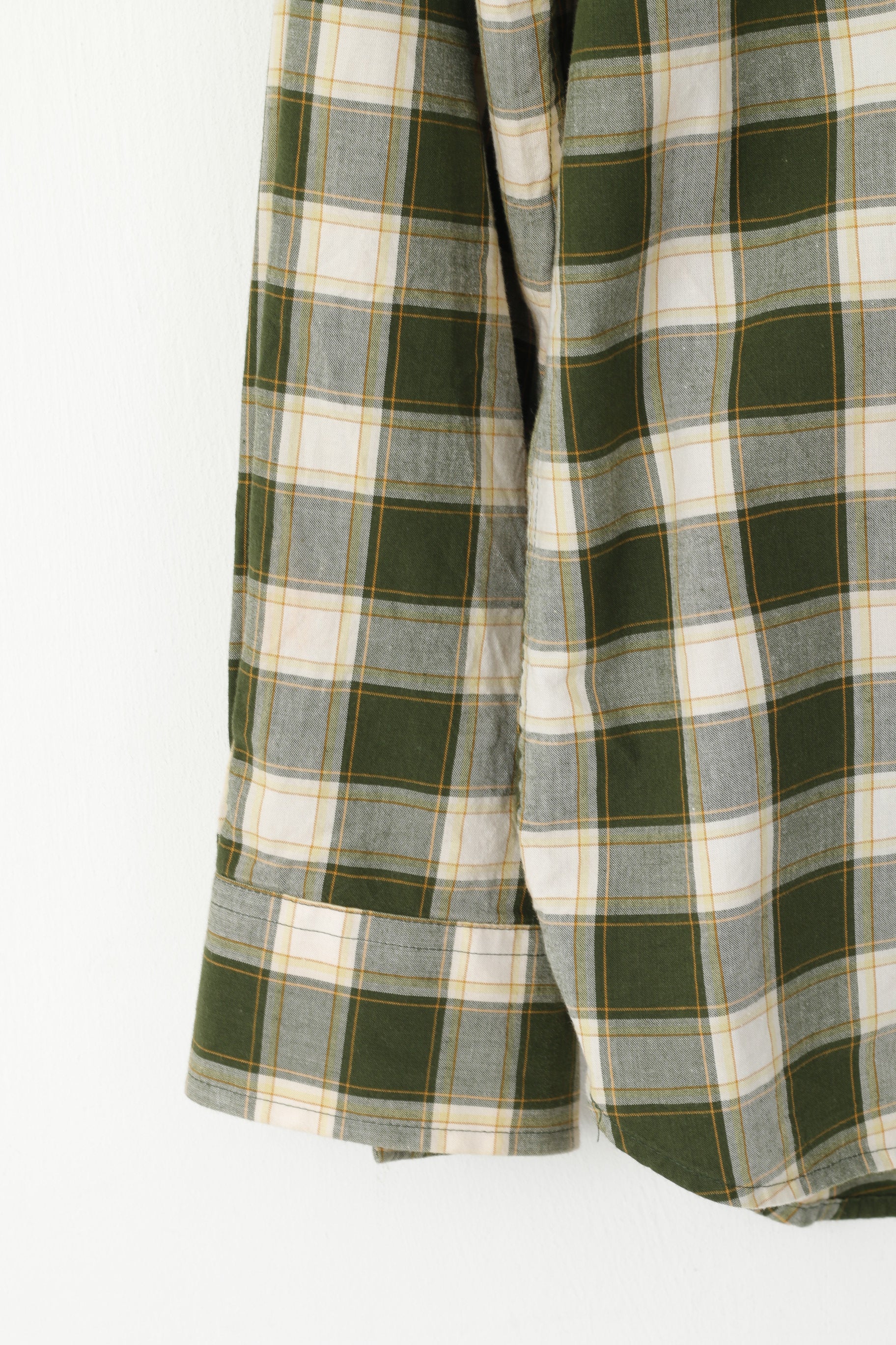 Timberland Men XL Casual Shirt Green Check Cotton Western Long Sleeve Top