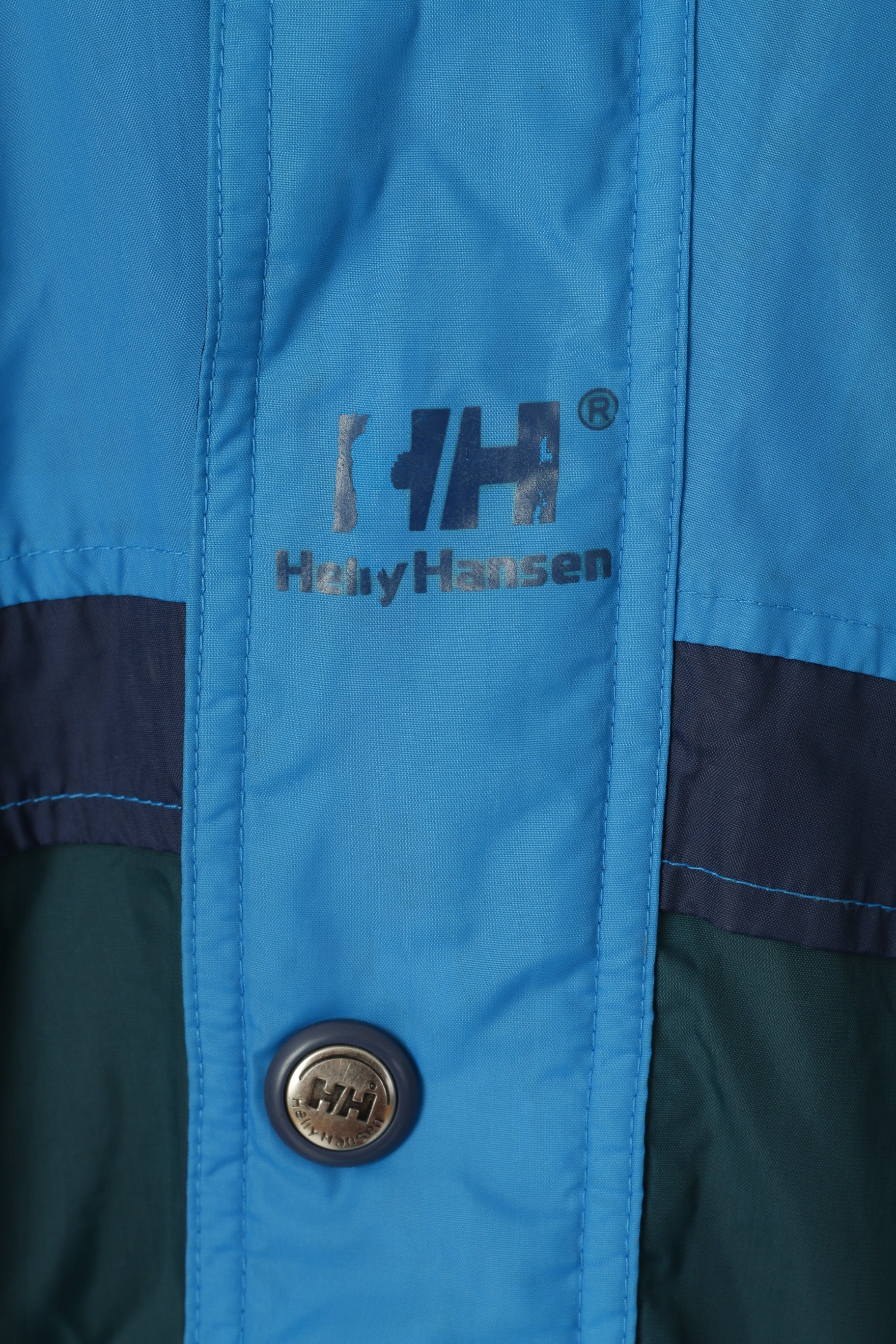 Helly Hansen Men M Jacket Vintage Blue Nylon Waterproof Outdoor Full Zipper Top