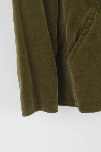 Adagio Women 44 18 XL Blazer Green Cotton Shiny Vintage Single Breasted Jacket