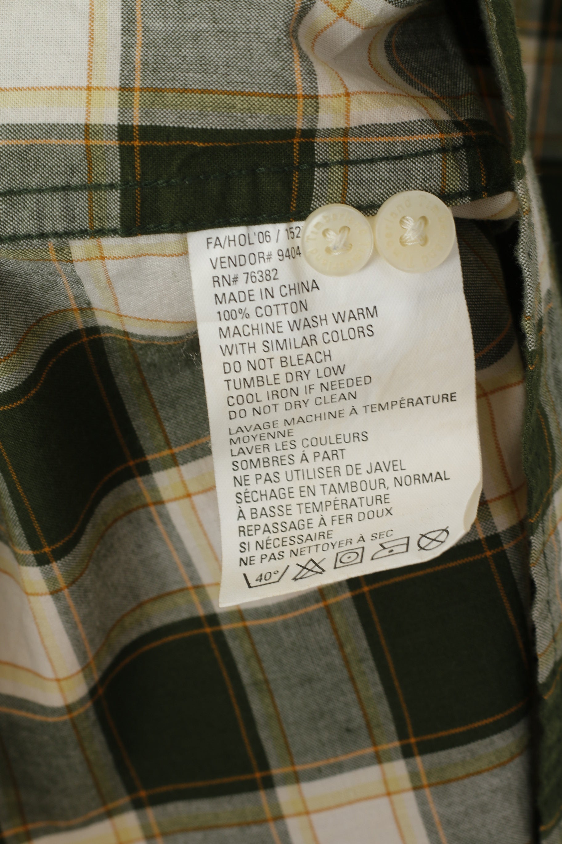 Timberland Men XL Casual Shirt Green Check Cotton Western Long Sleeve Top