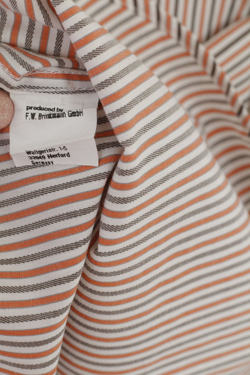 Bugatti Men 15.5 M Casual Shirt Orange Striped Cotton Long Sleeve Top