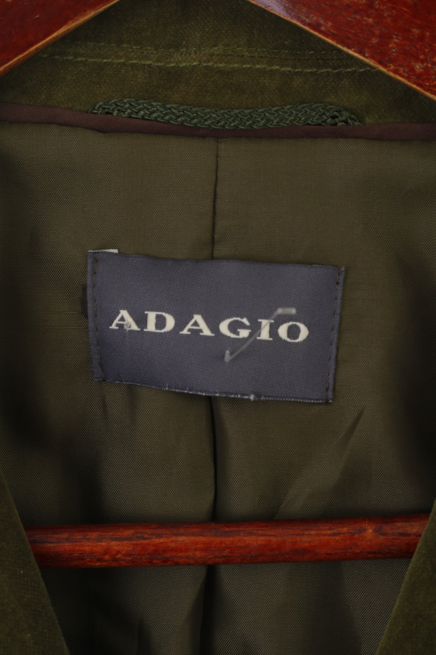 Adagio Women 44 18 XL Blazer Giacca monopetto vintage in cotone lucido verde