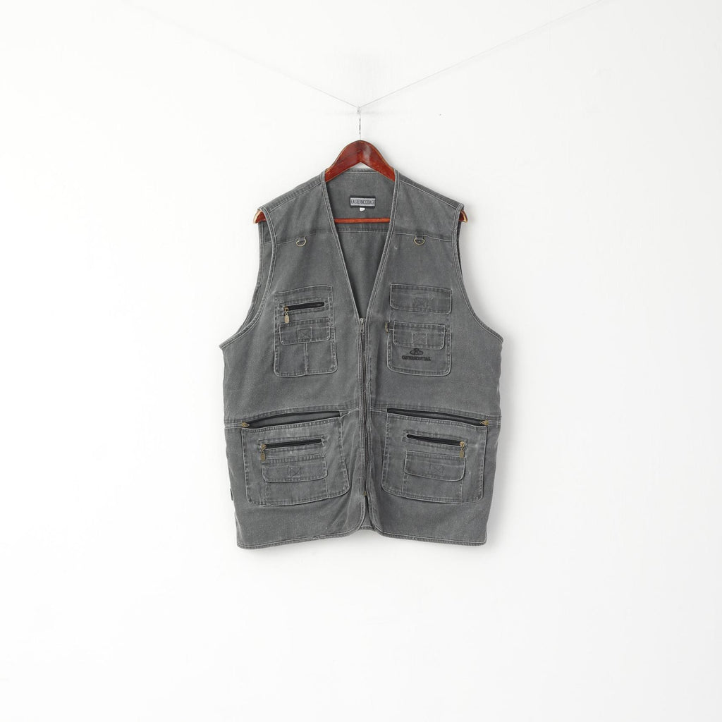 Easiern Collage Hommes XXXXL (XXL) Gilet Gris Pêche Multi Poche Estern Cottage Gilet