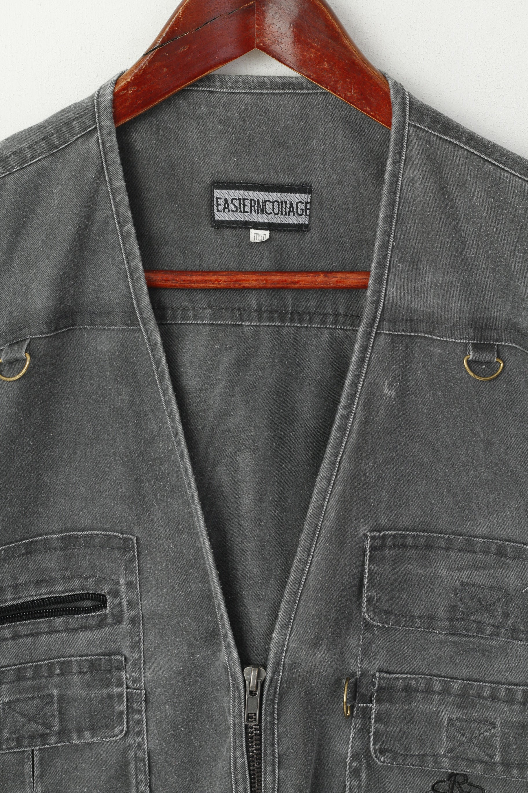 Easiern Collage Men XXXXL (XXL) Waistcoat Grey Fishing Multi Pocket Estern Cottage Vest