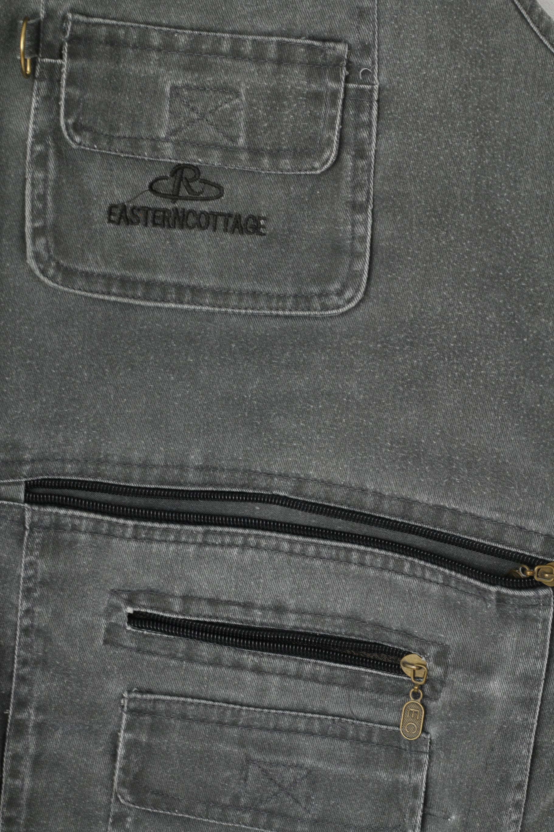 Easiern Collage Men XXXXL (XXL) Waistcoat Grey Fishing Multi Pocket Estern Cottage Vest