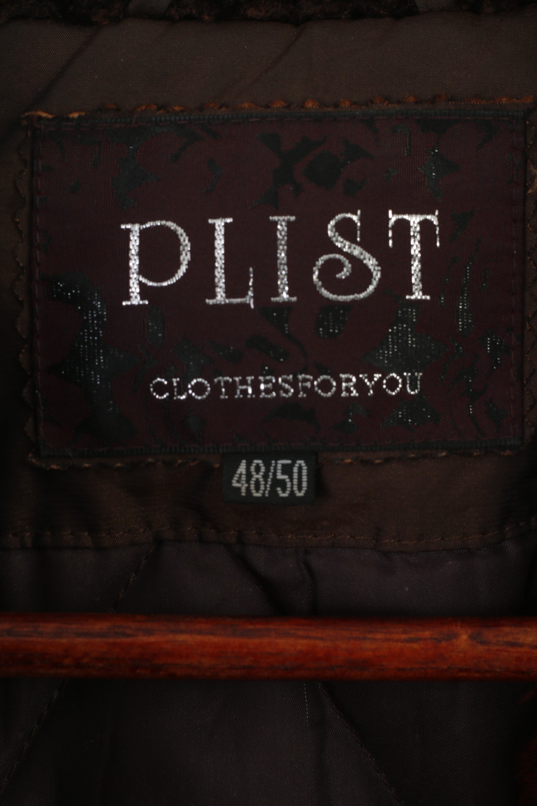 Plist Femmes 48 50 XL Veste Marron Brillant Vintage Col En Fausse Fourrure Snap Top