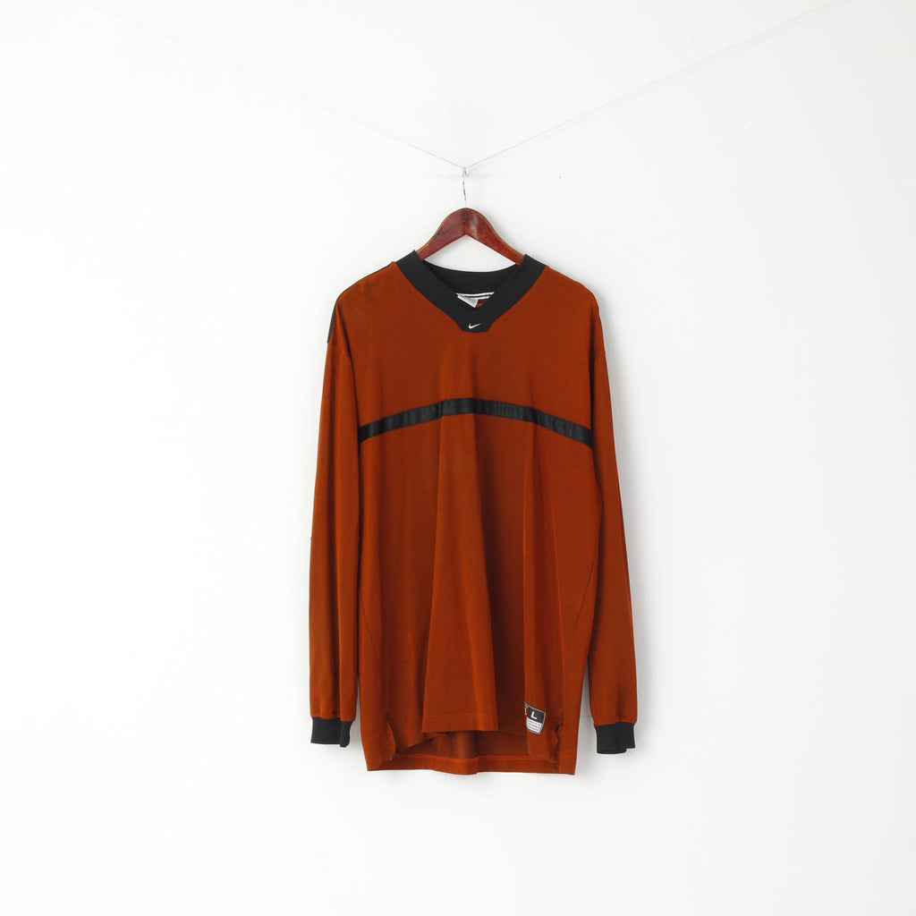 Nike Team Men L Shirt Vintage Brick V Neck Sportswear Championnat Athlètes Top