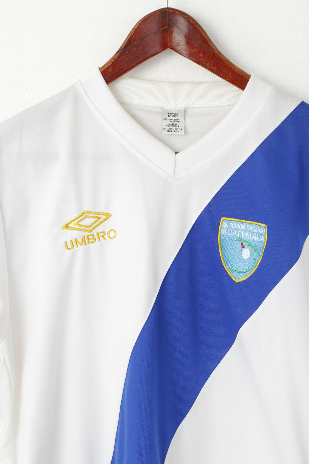 Seleccion Nacional Guatemala Hommes L Chemise Blanc Col en V Football Jersey Top