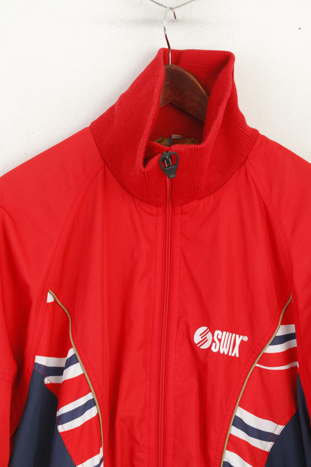SWIX Men XXL Jacket Red Bomber Vintage Windbreaker Full Zip Activewear Top