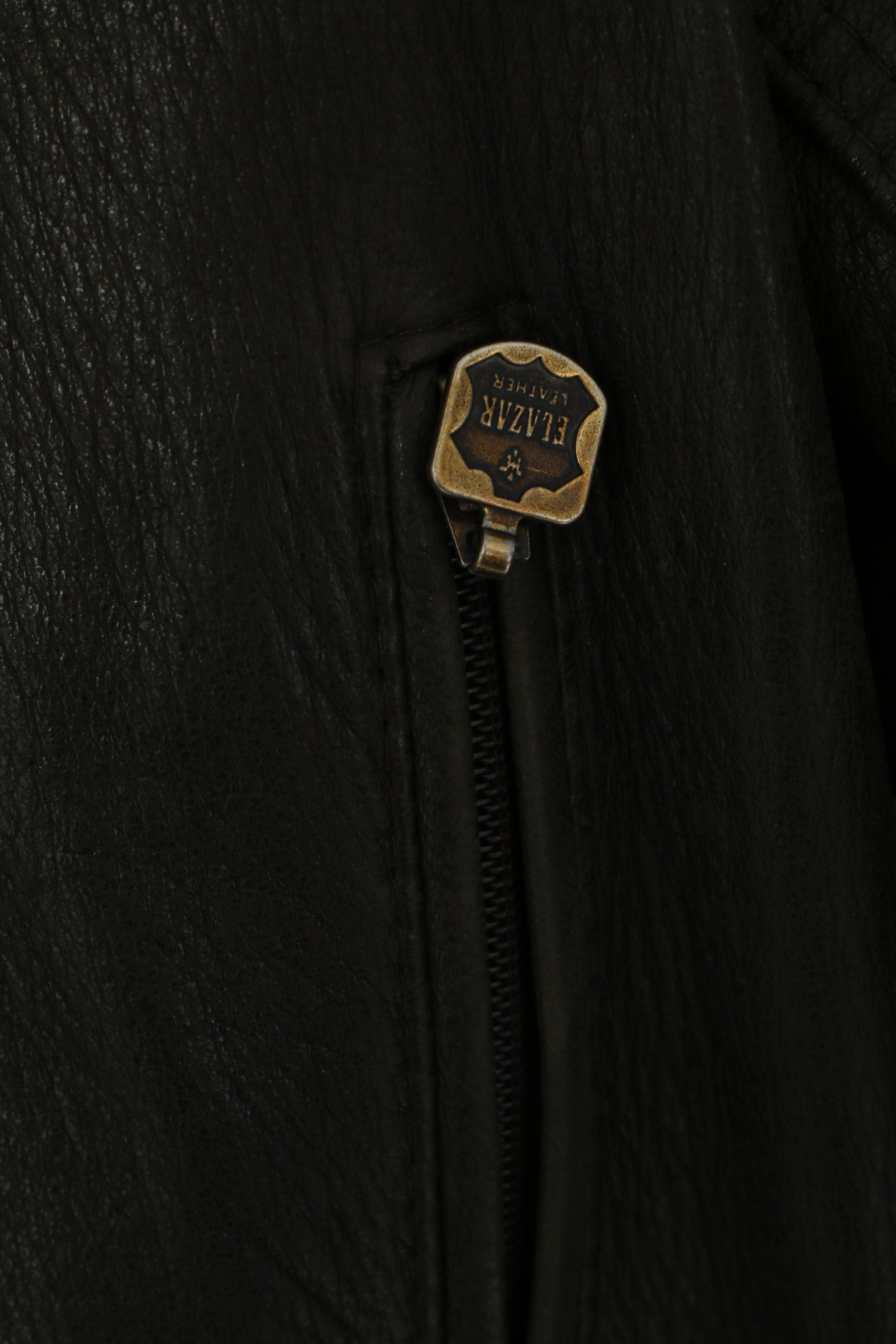 Elazar Femmes L Veste En Cuir Marron Vintage Fermeture Éclair Complète Ceinturée Haut Classique