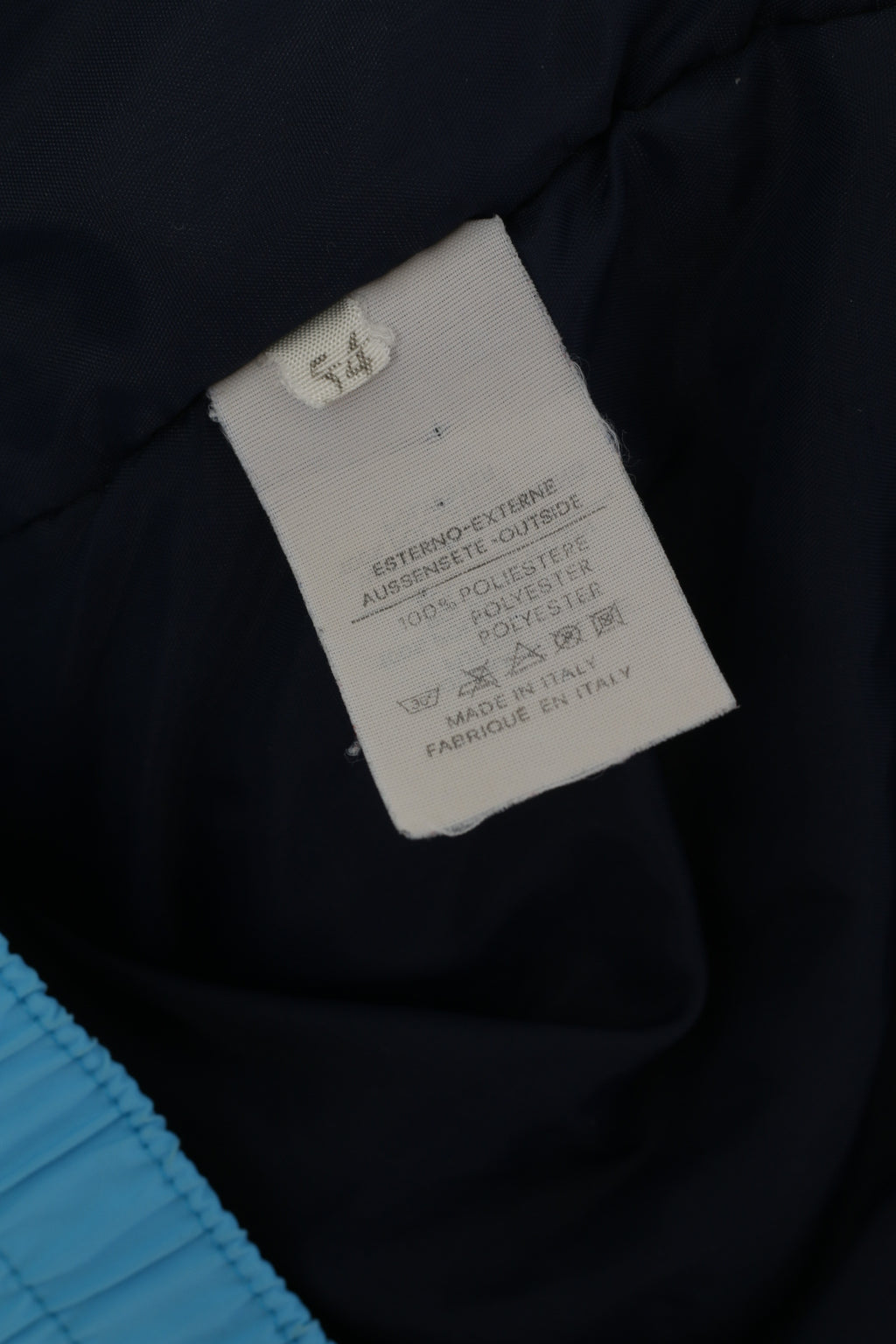 Huski Men 54 L Bomber Jacket Blue Padded Hidden Hood Full Zipper Italy Vintage Top