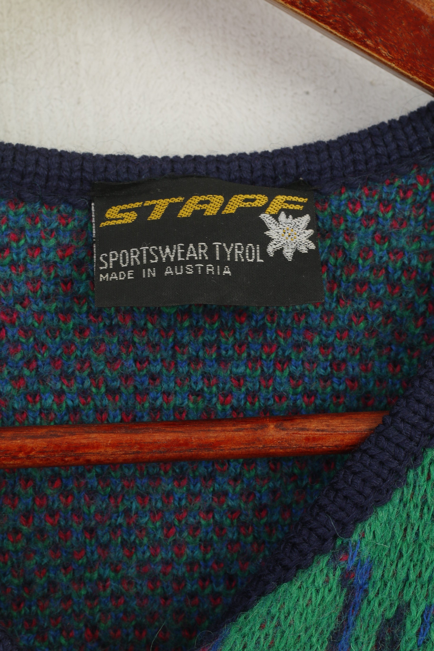Stapf Women L Cardigan Green Wool Vintage Tyrol Austria Long Sweater