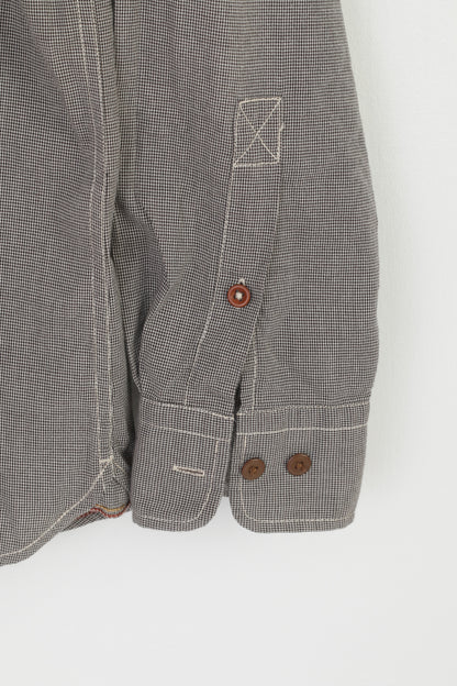 Jack & Jones Vintage Goods Men XL Casual Shirt Black White Cotton Houndstooth Top