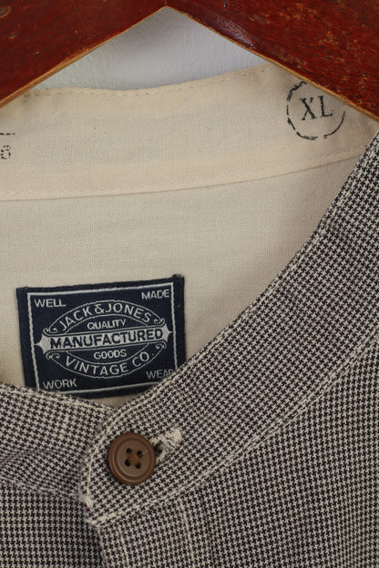 Jack &amp; Jones Vintage Goods Hommes XL Chemise décontractée Noir Blanc Coton Pied-de-poule Haut