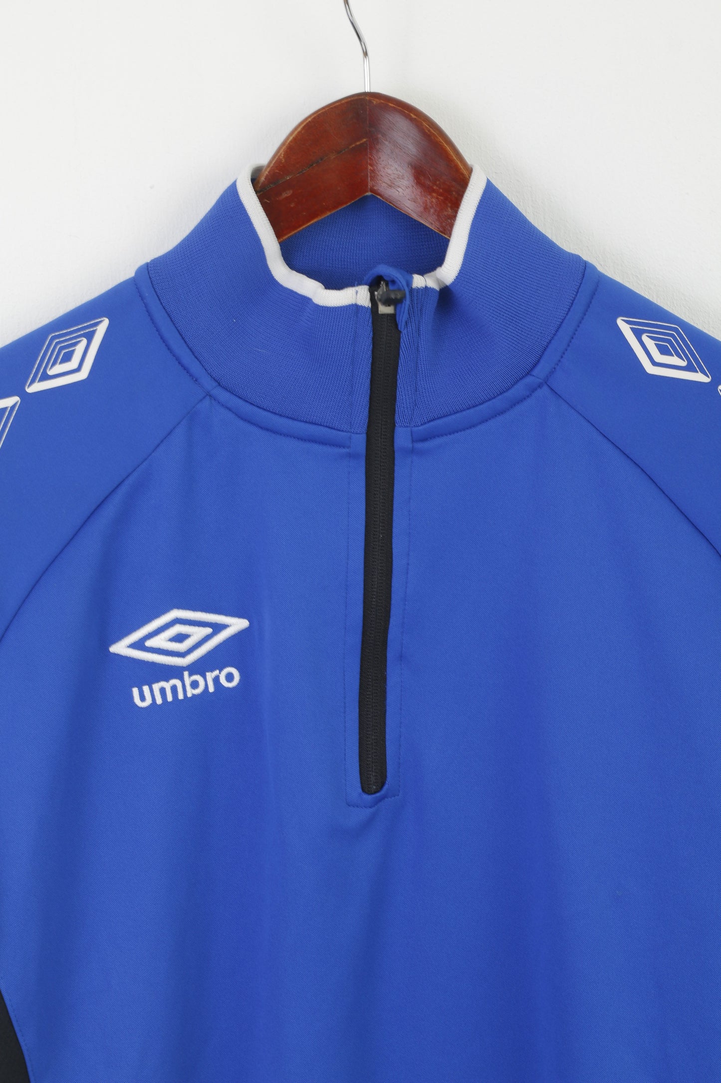 Umbro Hommes XL Chemise Bleu Performance Teamwear UX-1 Vapa Tech Zip Neck Top