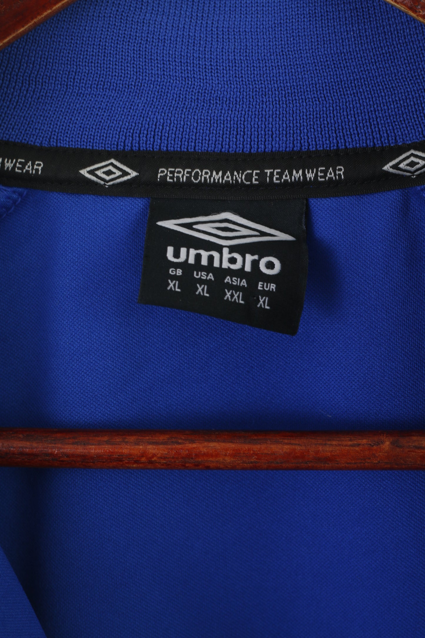 Umbro Hommes XL Chemise Bleu Performance Teamwear UX-1 Vapa Tech Zip Neck Top