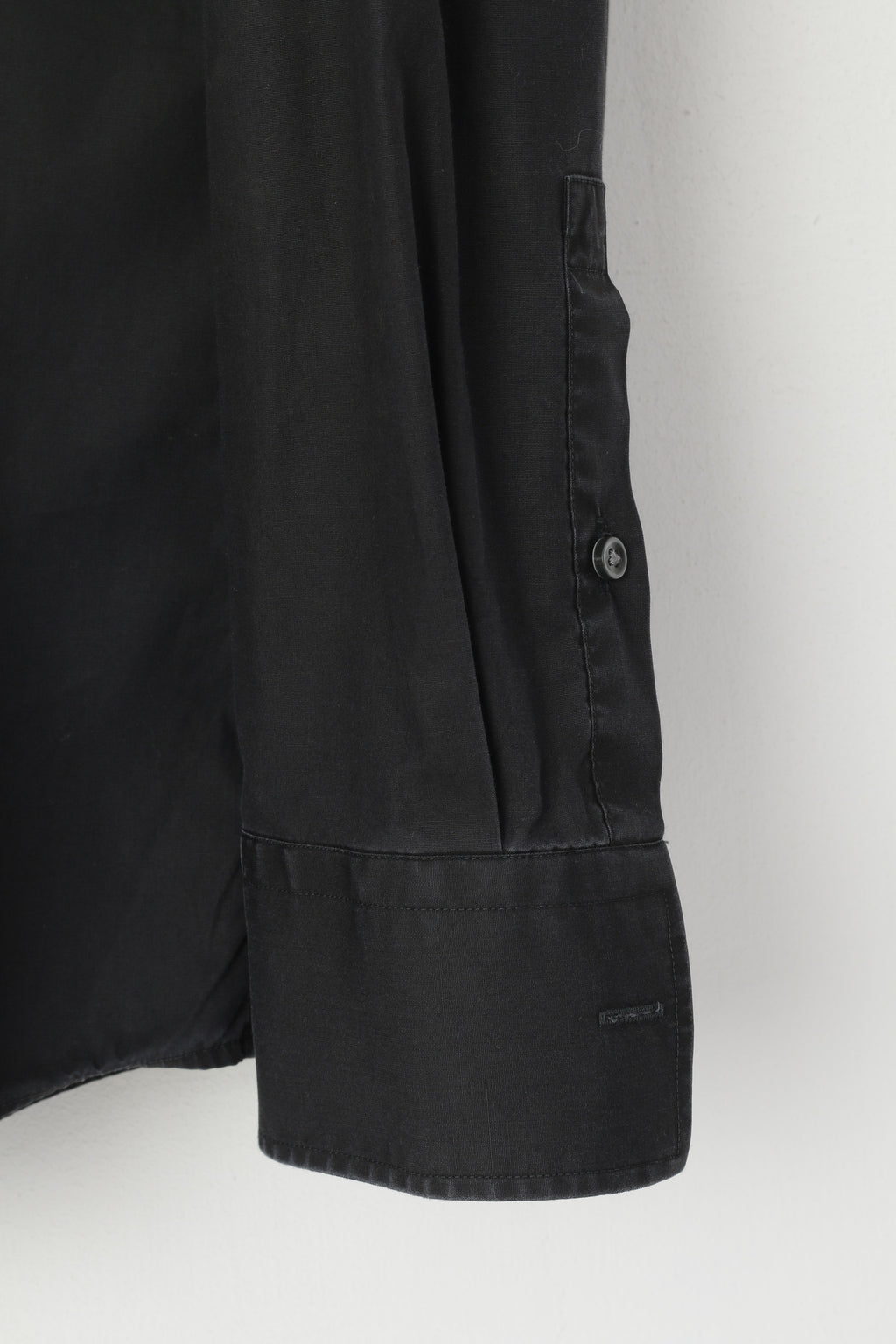 Hugo Boss Men 43 17 M Casual Shirt Black Cotton Slim Fit Long Sleeve Top