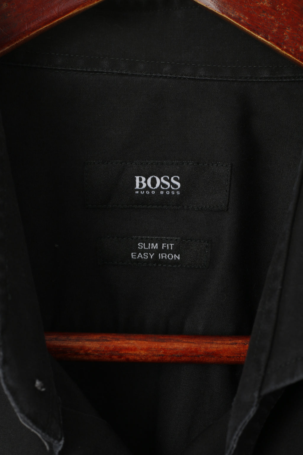 Hugo Boss Men 43 17 M Casual Shirt Black Cotton Slim Fit Long Sleeve Top