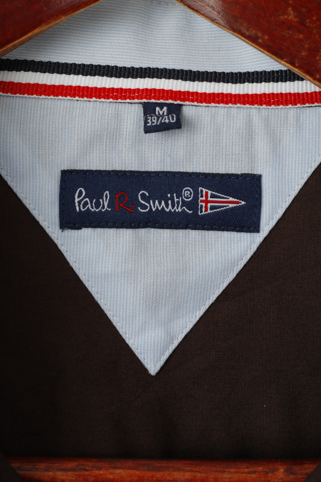 Paul R. Smith Men M Casual Shirt Brown Cotton Detailed Buttons Long Sleeve Plain Top