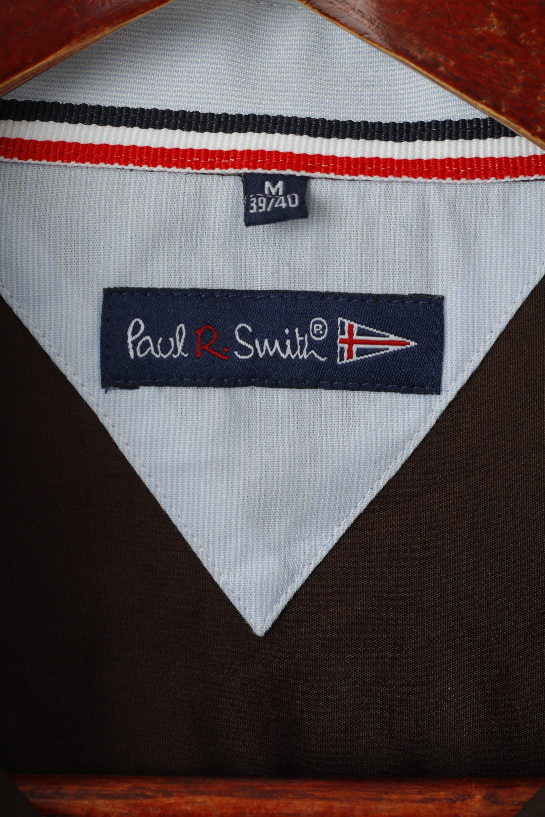 Paul R. Smith Men M Casual Shirt Brown Cotton Detailed Buttons Long Sleeve Plain Top