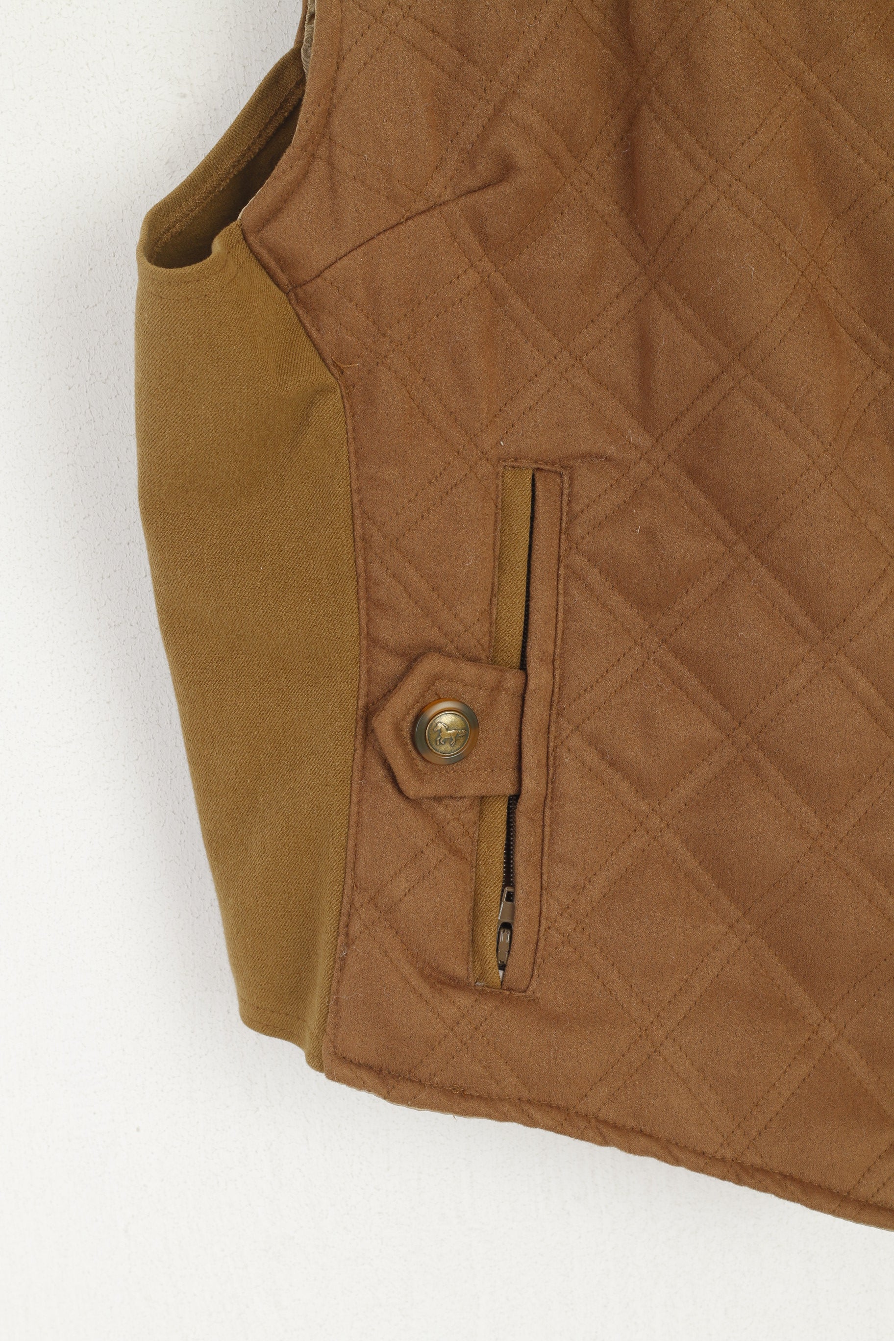 Mountain Horse Women 42 M Waistcoat Brown Lightweight Zip Up Short Vest