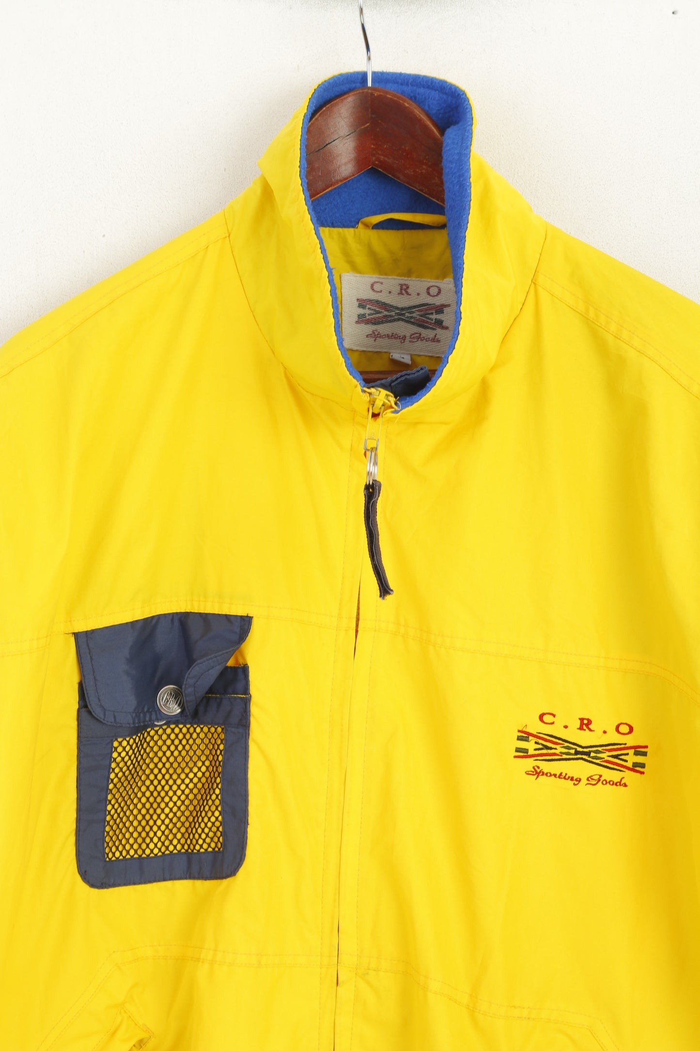 C.R.O Sporting Goods Men M Jacket Yellow Nylon Waterproof Vintage Full Zipper Top