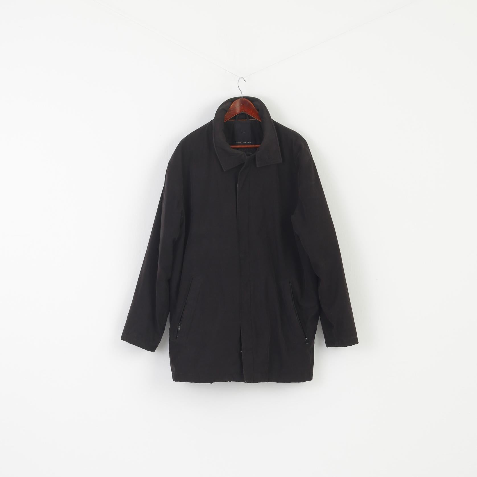 Paolo Negrato Men 42 52 L Jacket Black Padded Vintage Full Zipper