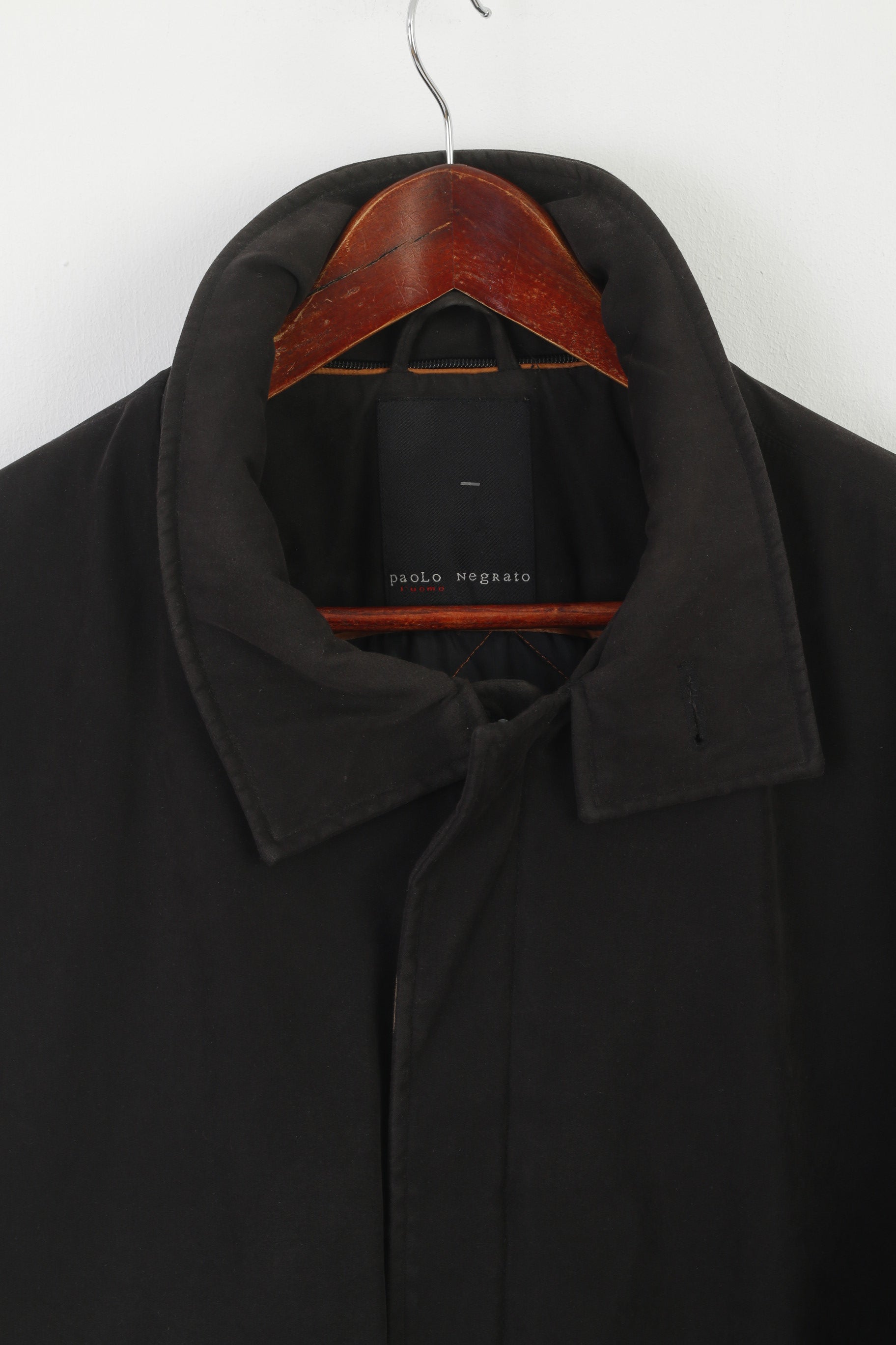 Paolo Negrato Men 42 52 L Jacket Black Padded Vintage Full Zipper