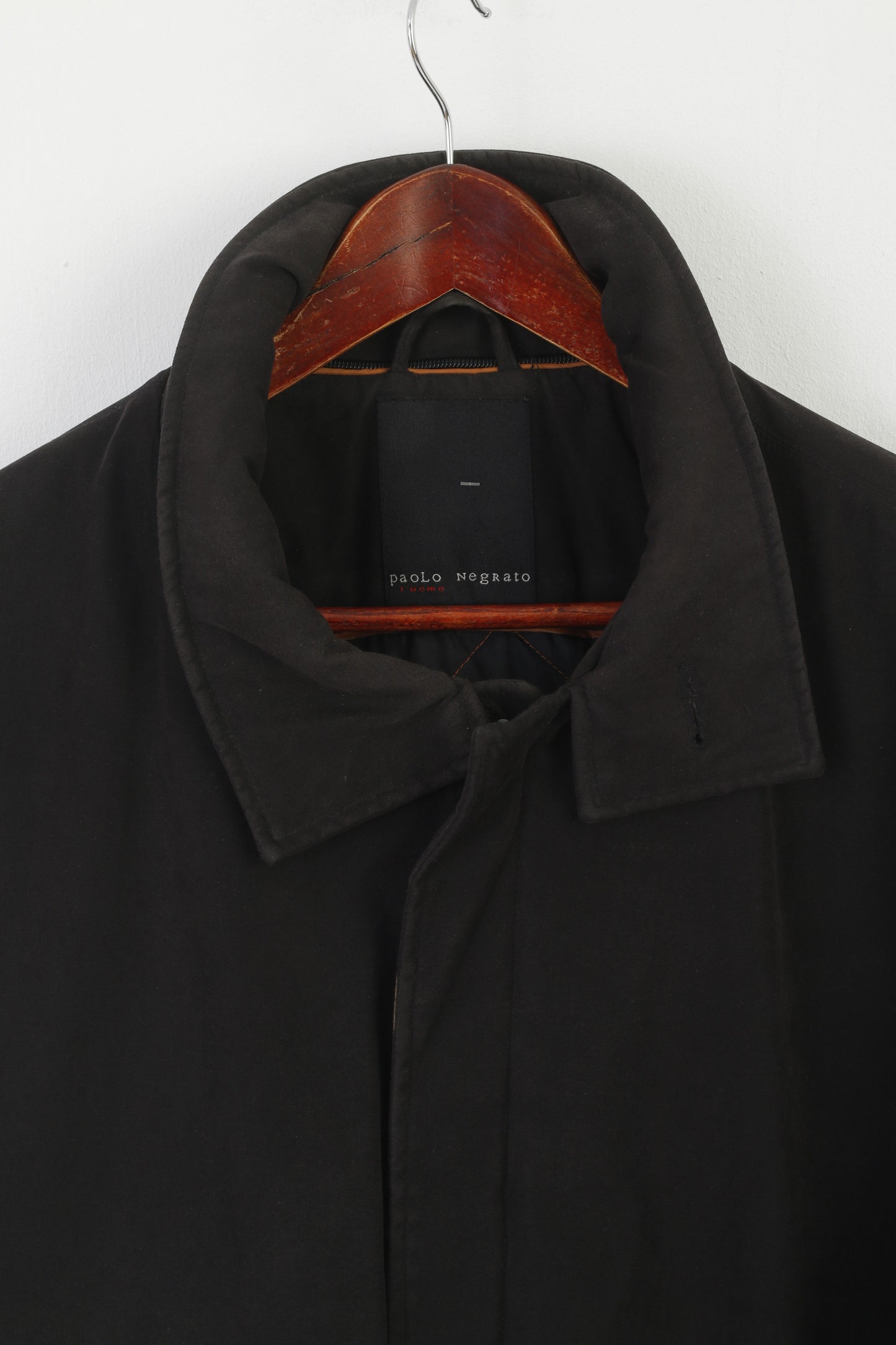 Paolo Negrato Hommes 42 52 L Veste Noir Rembourré Vintage Pleine Fermeture Éclair Classique Haut