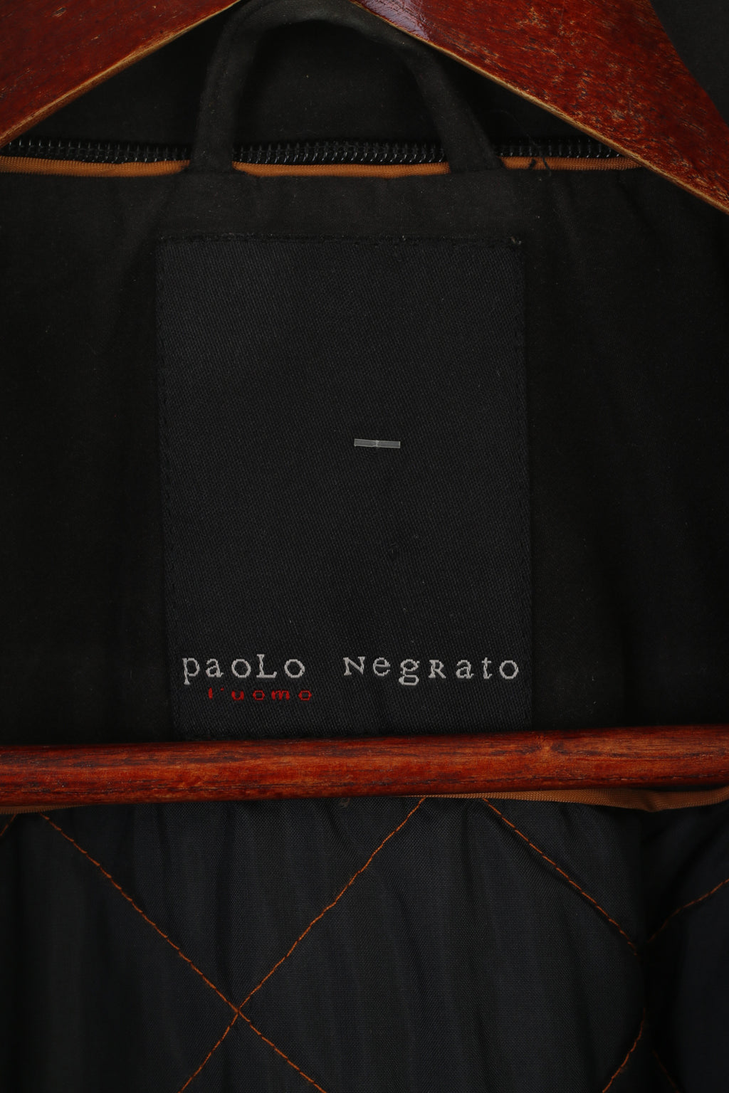 Paolo Negrato Men 42 52 L Jacket Black Padded Vintage Full Zipper Classic Top