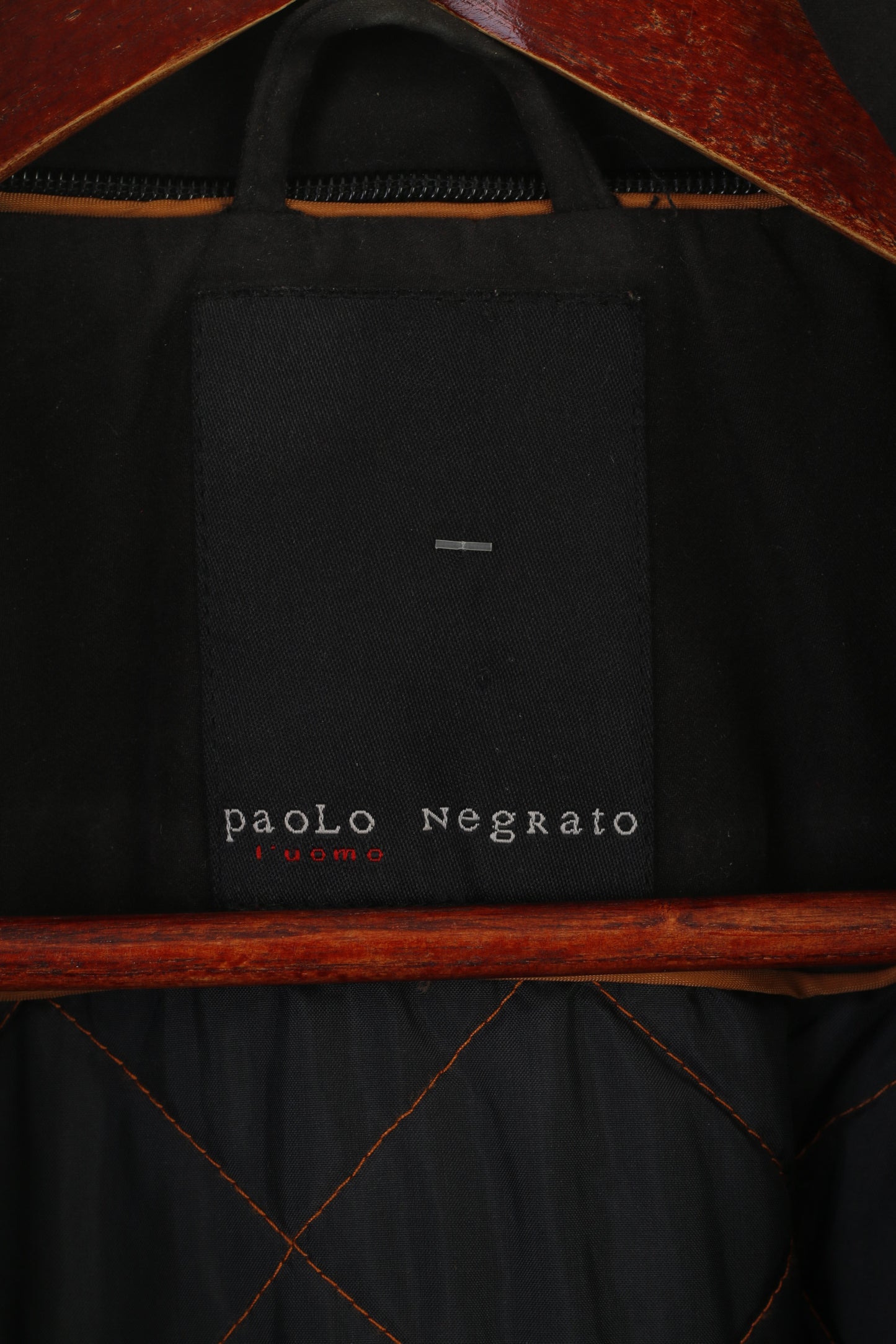 Paolo Negrato Hommes 42 52 L Veste Noir Rembourré Vintage Pleine Fermeture Éclair Classique Haut