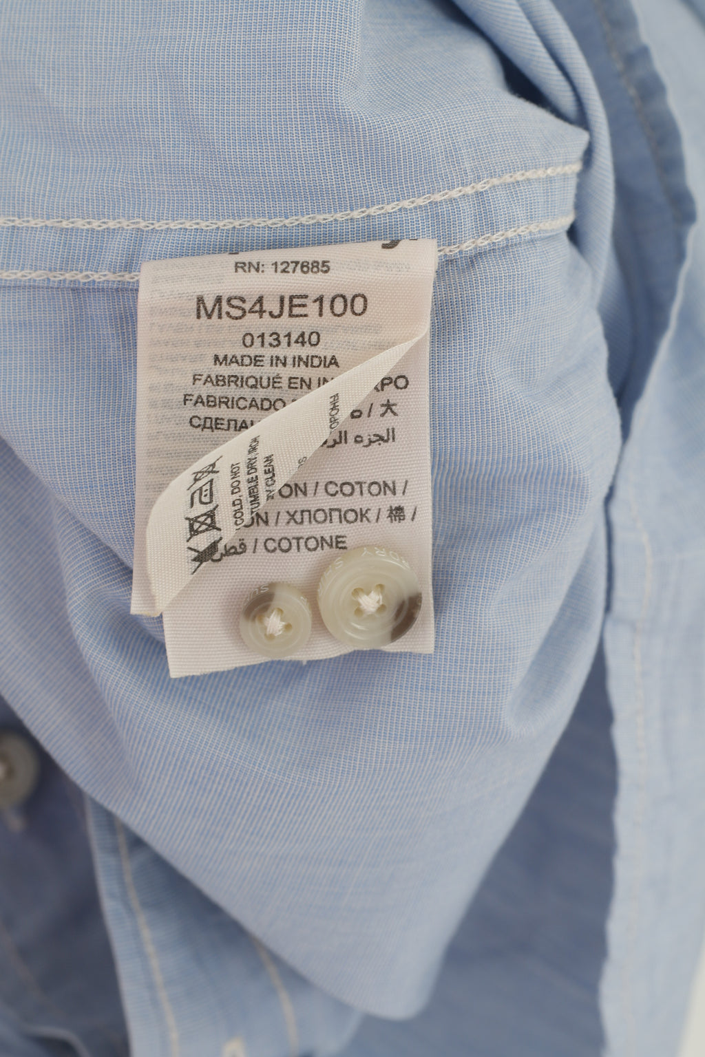 Superdry Men L (M) Casual Shirt Blue Cotton Lounered Cut Collar Long Sleeve Top