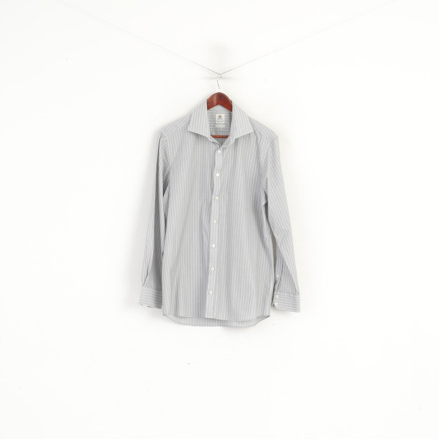 Bernard Weatherill Men 16.5 42 L Casual Shirt Grey Cotton Designed in Savile Row Top