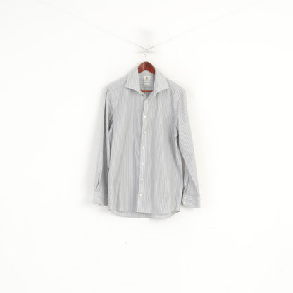 Bernard Weatherill Men 16.5 42 L Casual Shirt Grey Cotton Designed in Savile Row Top