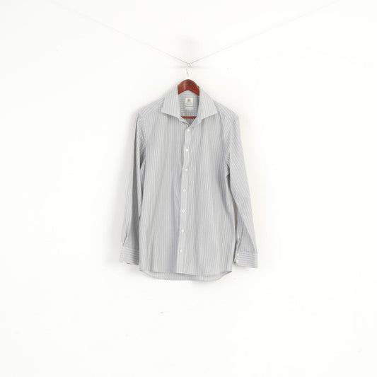 Bernard Weatherill Men 16.5 42 L Casual Shirt Grey Cotton Designed in Savile Row Top