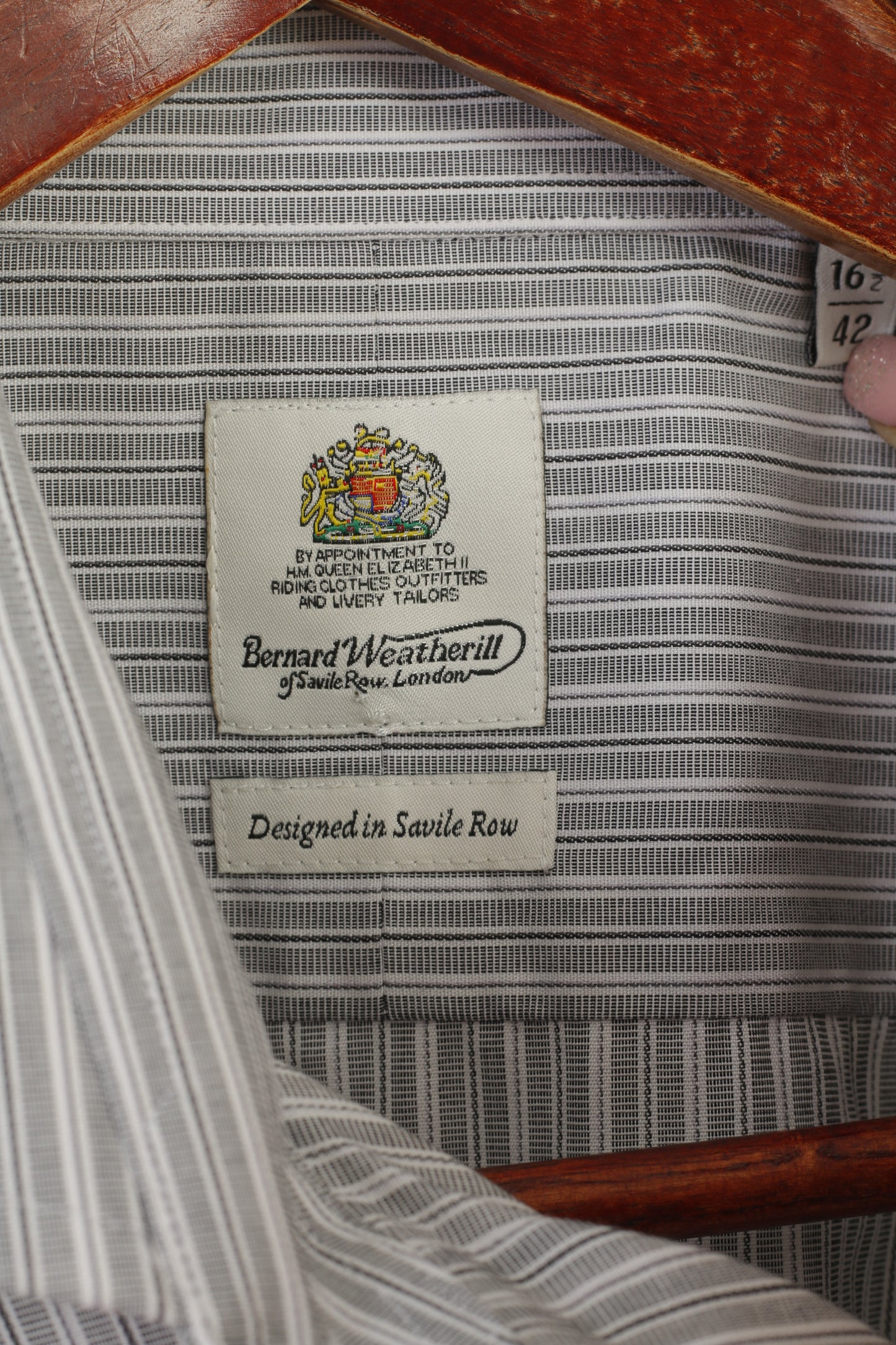 Bernard Weatherill Men 16.5 42 L Casual Shirt Grey Cotton Designed in Savile Row Top