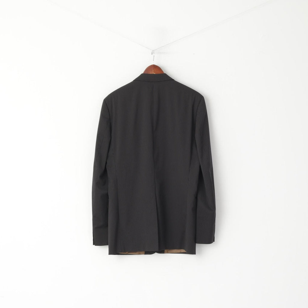 Hugo Boss Men 94 38 Blazer Navy Gold Striped Rossellini Stretch Single Breasted Jacket